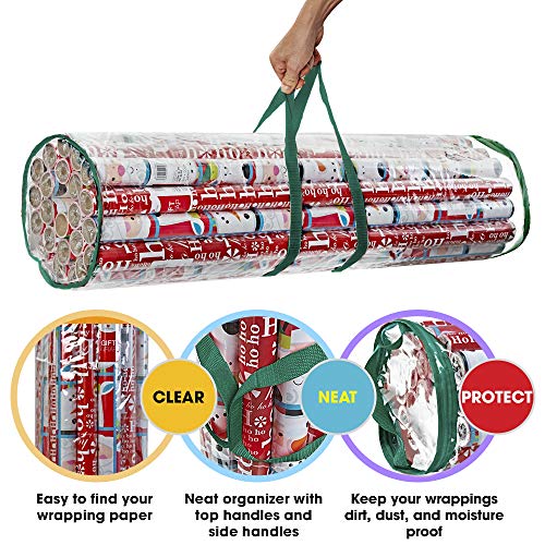 Clear PVC Christmas Wrapping Paper Storage Bag 40 Inch Roll Organizer