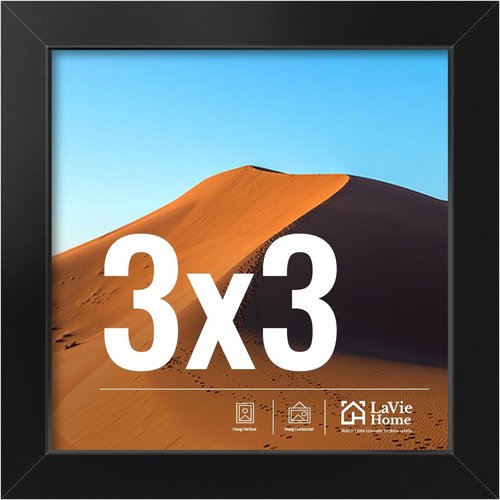 LaVie Home 3x3 Black Picture Frame - HD Plexiglas Wall Display Frame for Vertical or Horizontal Use