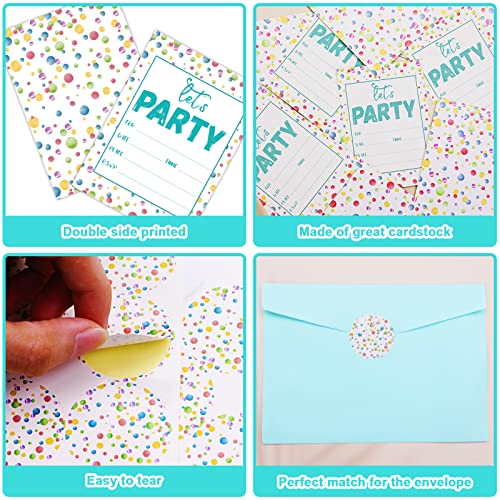 30-Piece Watercolor Confetti Birthday Invitation Set with Envelopes