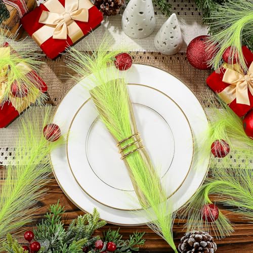 16 Pcs 17" Lime Green Curly Christmas Tree Picks with Red Ball