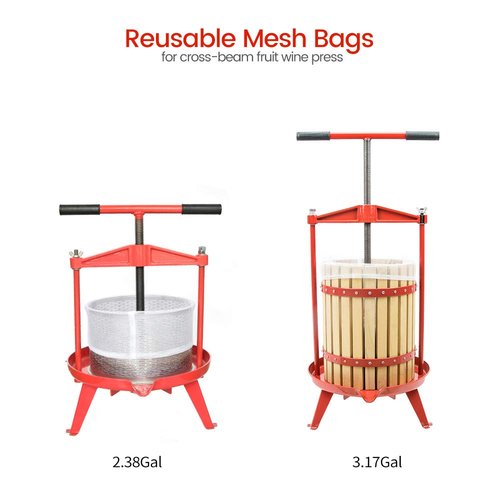Reusable Mesh Bags for 3.69 Gal/4.75 Gal Cross-beam Fruit Wine Press, 2 Pack Washable Filter Bag for Straining Food/Nut/Milk/Fruit Wine Juice