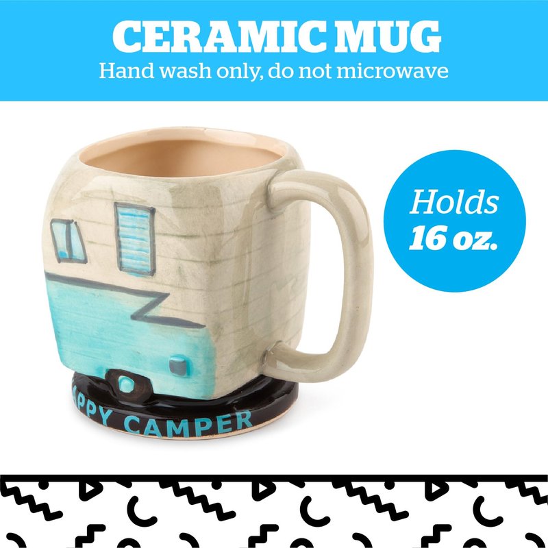 BigMouth Inc Happy Camper Mug, Cute Novelty Ceramic Mug for Outdoor RV Camping Enthusiasts, Gift for Men Women Mom Dad