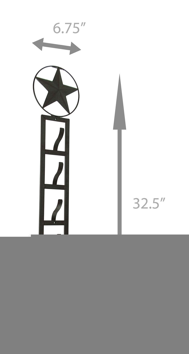 Rustic Brown Metal Western Star 6 Tier Hanging Hat Rack