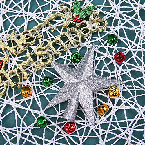 Silver Glitter Star Christmas Tree Topper - Shatterproof 4-Inch Mini Decor