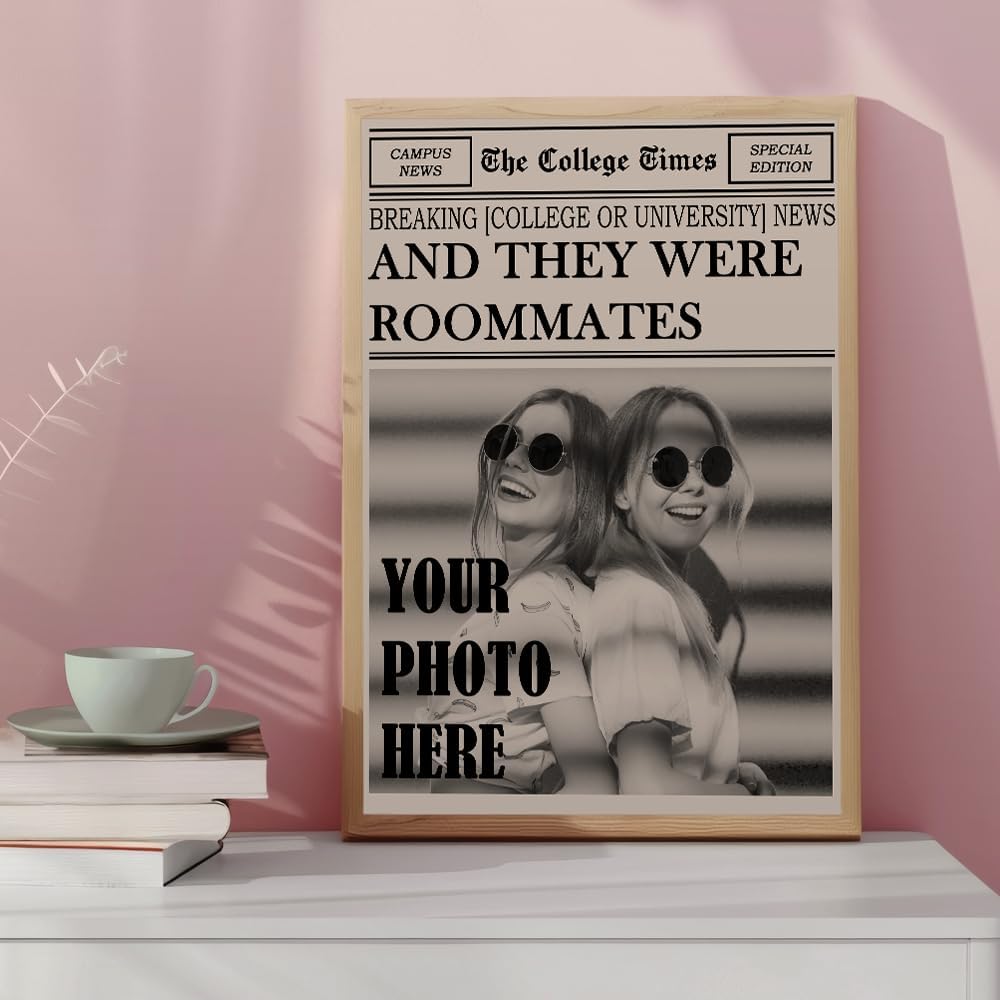 Skiennix Personalized Dorm Posters - Trendy Black and White Wall Art for College Girls | Roommates Design