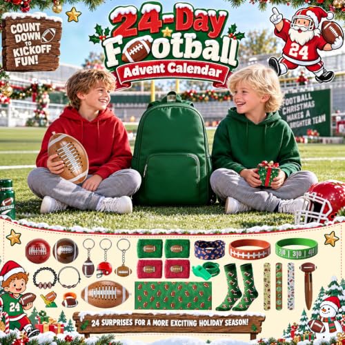 FUHSY 24-Piece Football Advent Calendar 2026 for Kids, Christmas Countdown Gifts