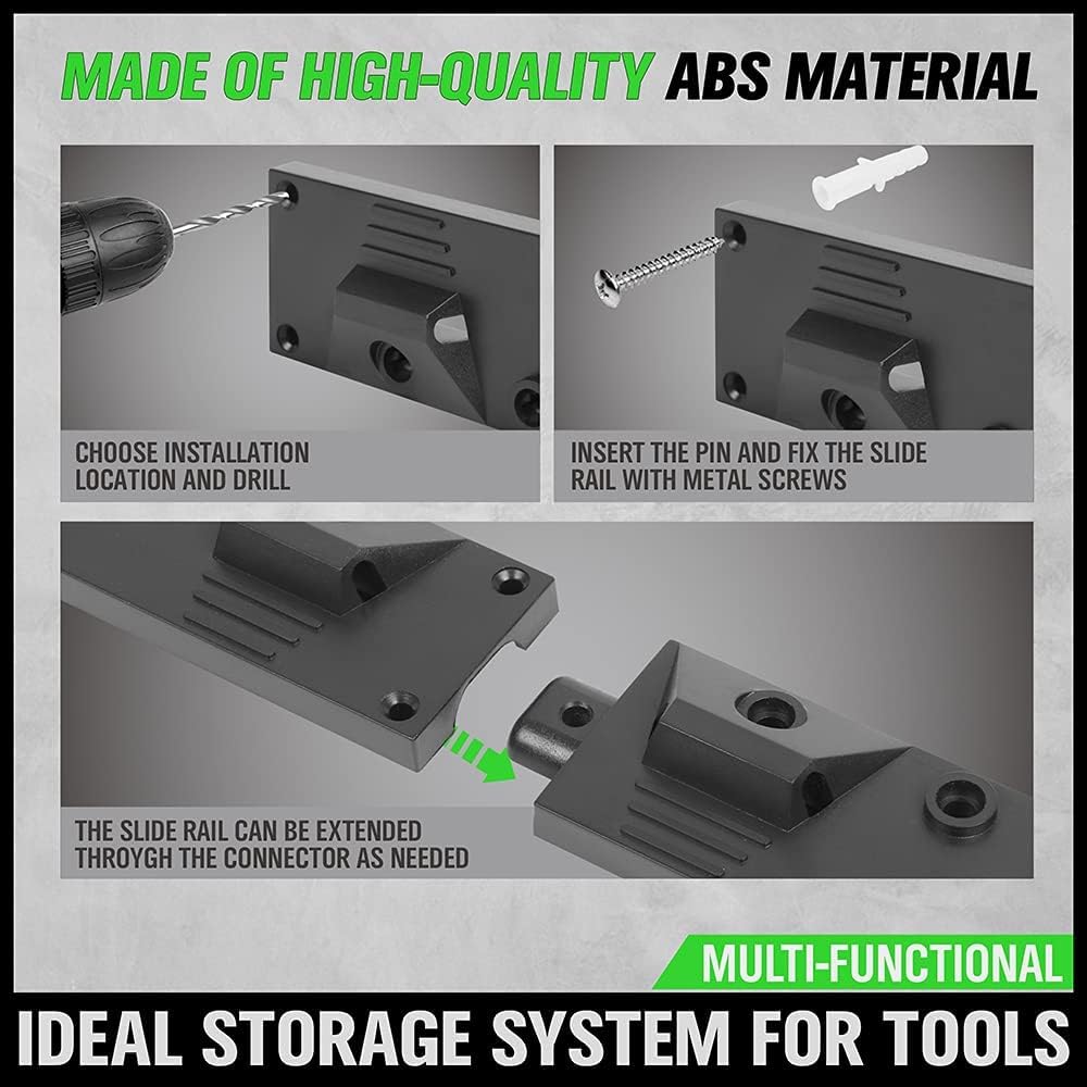 SWANLAKE Adjustable 64-Inch Wall-Mounted Storage System - Tool Organizer with Black Hooks