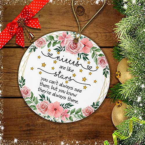 Nieces Are Like Stars Christmas Ornament - Double-Sided Ceramic Keepsake Gift