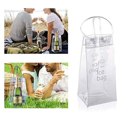 Ice Wine Bag Portable Collapsible Clear Wine Pouch Cooler with Handle for Party,Outdoor,Champagne,Cold Beer,White Wine,Chilled Beverages,Iced Drinks 3 Pack (3)