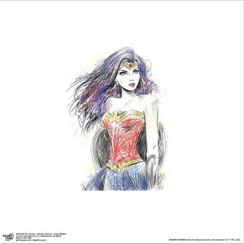 Trends International Gallery Pops DC Comics Wonder Woman - Color Sketch Canvas Wall Art, Unframed Version, 12" x 12" Gallery Pops Canvas Wall Art