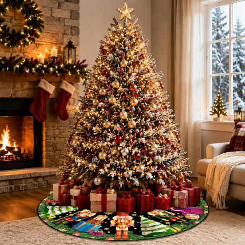 Nutcracker Christmas Tree Skirt 48in by FARMNALL | Xmas Holiday Home Decor