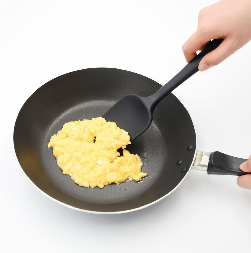 Skiennix Silicone Spatula Set - Ergonomic High Heat-Resistant Design | 3-Piece Non-Stick Black