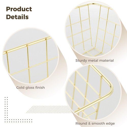 Homaisson 4 PCS Gold Wire Baskets, 10.9'' x 8.6'' x 4.6''Metal Storage Baskets, Wire Mesh Storage Organizers, Wire Baskets for Organizing, Metal Storage Bins for Pantry Kitchen Bathroom, Gold