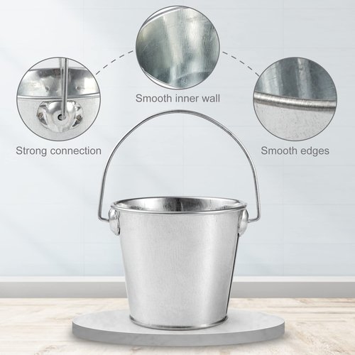 3.1" Galvanized Mini Tin Buckets – 12Pcs Silver Metal Buckets with Handle, Ideal for Party Favors, Bridal Shower and Craft Projects (Silver, 3.1")