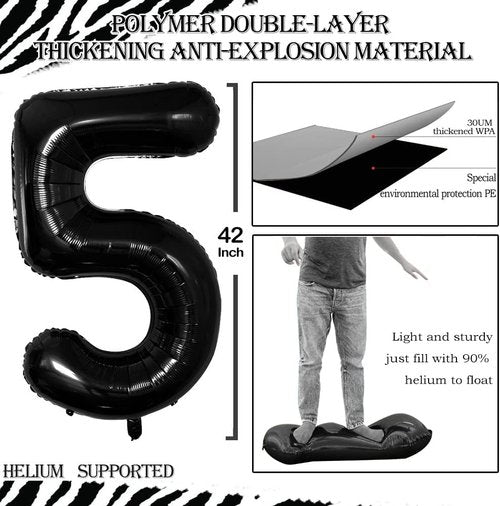 GOER Jumbo 42-Inch Black Foil Balloons - Perfect for 50th Birthday Party Decorations