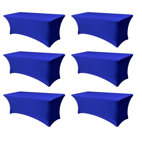 Enjoyidea Spandex Table Cloths for 8 Foot Rectangle Tables-6 Pack Fitted Stretch Royal Blue Table Covers-Folding Tablecloths for Party, Vendor Booth Display, Banquet Buffet Event, Craft Trade Show