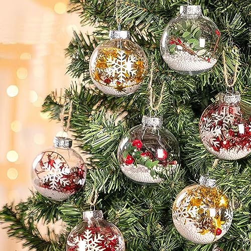 Clear Plastic Fillable Ornaments - 80mm DIY Christmas Baubles (10 Pack)