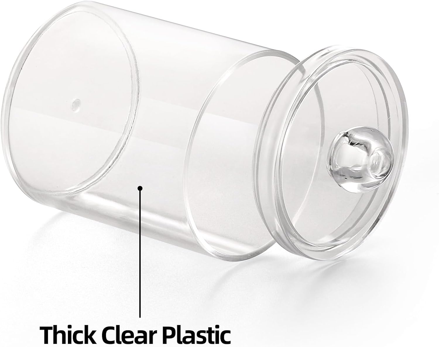 Tbestmax Qtip Holder Set - Clear Plastic Apothecary Jars for Bathroom Organization | 4 Pack