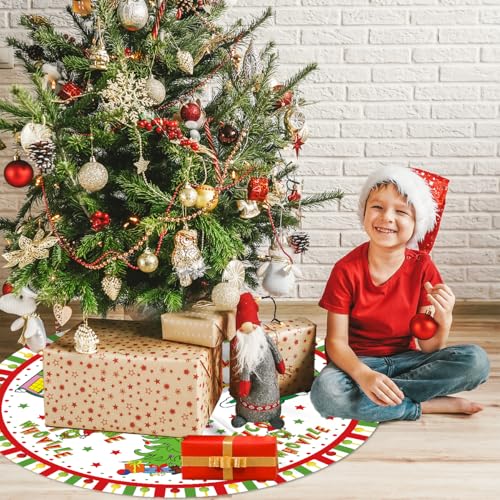 Haimimall 48 Inch Christmas Tree Skirt Welcome to Whoville Holiday Decor