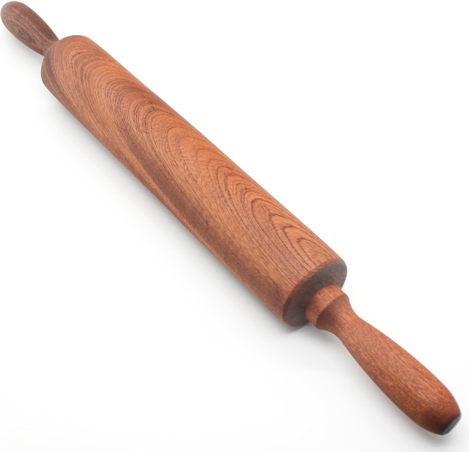 Sapele Classic Wooden Rolling Pin - Ergonomic Handles for Easy Baking | 17''L x 1.77''W