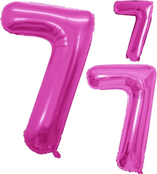 GOER Pink Foil Number 7 Balloons - Huge 42 Inch Balloons for 7th Birthday & Anniversary Decor (3 Pcs)