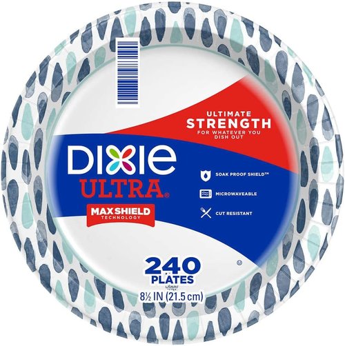 Dixie Ultra Disposable Paper Plates - 8.5 Inch Lunch & Dinner Plates | 240 Count Printed Design