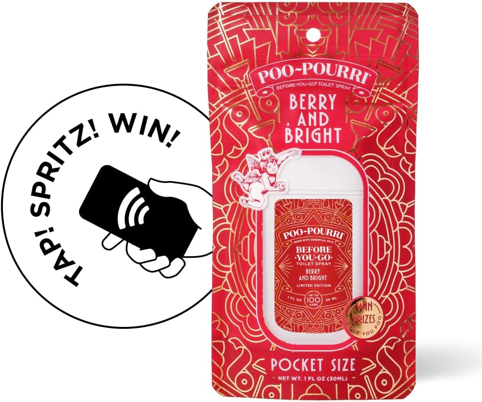 Poo-Pouri Holiday Pocket Sprayer - Berry and Bright Scent, 1 Fl Oz | Cinnamon, Cranberry & Balsam Fir