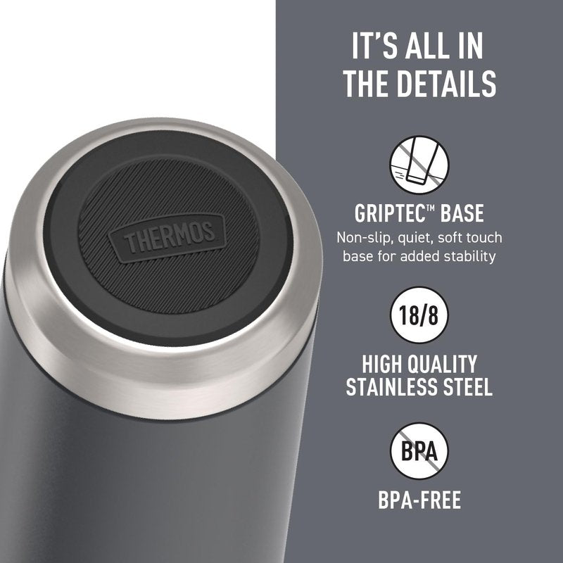 THERMOS ICON SERIES, Slim Beverage Can Insulator - 12 Ounce, Granite - Vacuum Insulated Stainless Steel