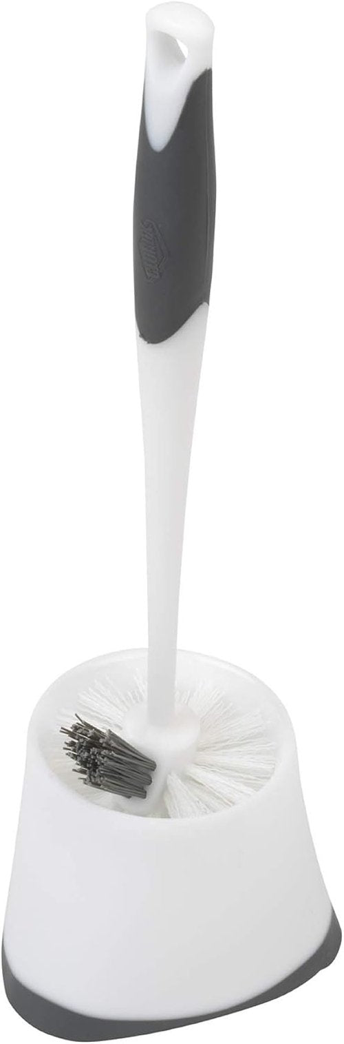 Clorox Toilet Bowl Brush - Under-Rim Design with Corner Storage Caddy | 16 x 5 x 5.5 Inches