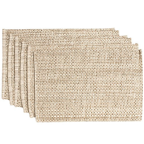 100% Cotton Woven Placemats - 13" x 19" Rectangle Table Mats, Set of 6