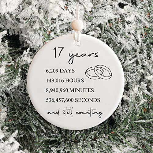 Kusry 17th Anniversary Ornament: 17 Years 6209 Days 149016 Hours – Ceramic Keepsake for Husband Wife, 17th Wedding Gift