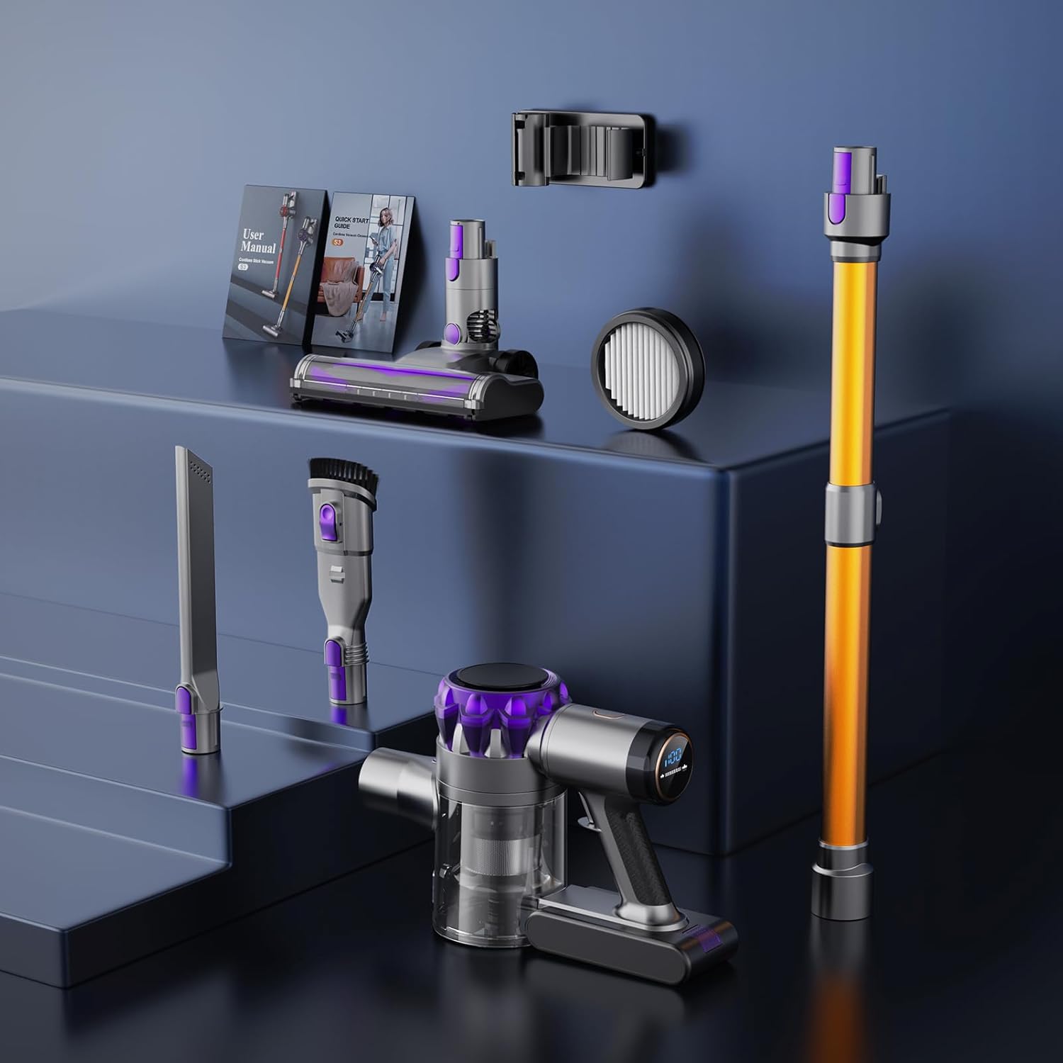 UML0 S3P Cordless Vacuum Cleaner - 45kPa Powerful Suction for Pet Hair | 55-Min Runtime, Self-Standing Design