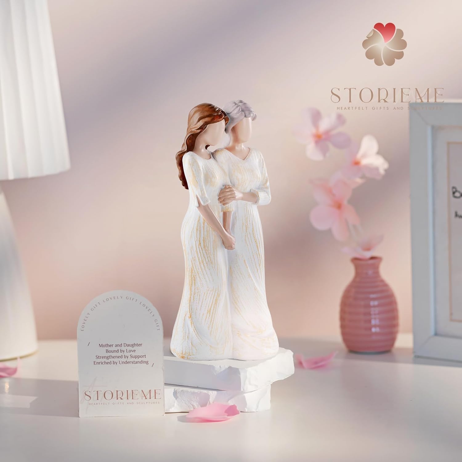 Storieme Hand-Painted Mother Daughter Figurine | 7.7" Sentimental Birthday Gift & Home Decor
