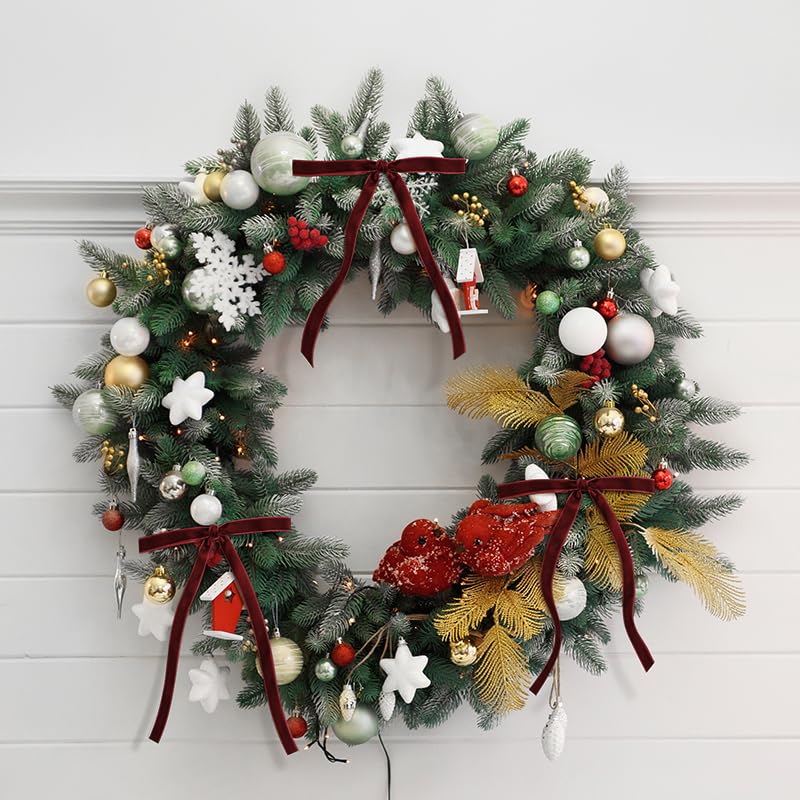 24-Piece Burgundy Velvet Christmas Ribbon Bows for Tree Decor (5x7 In)