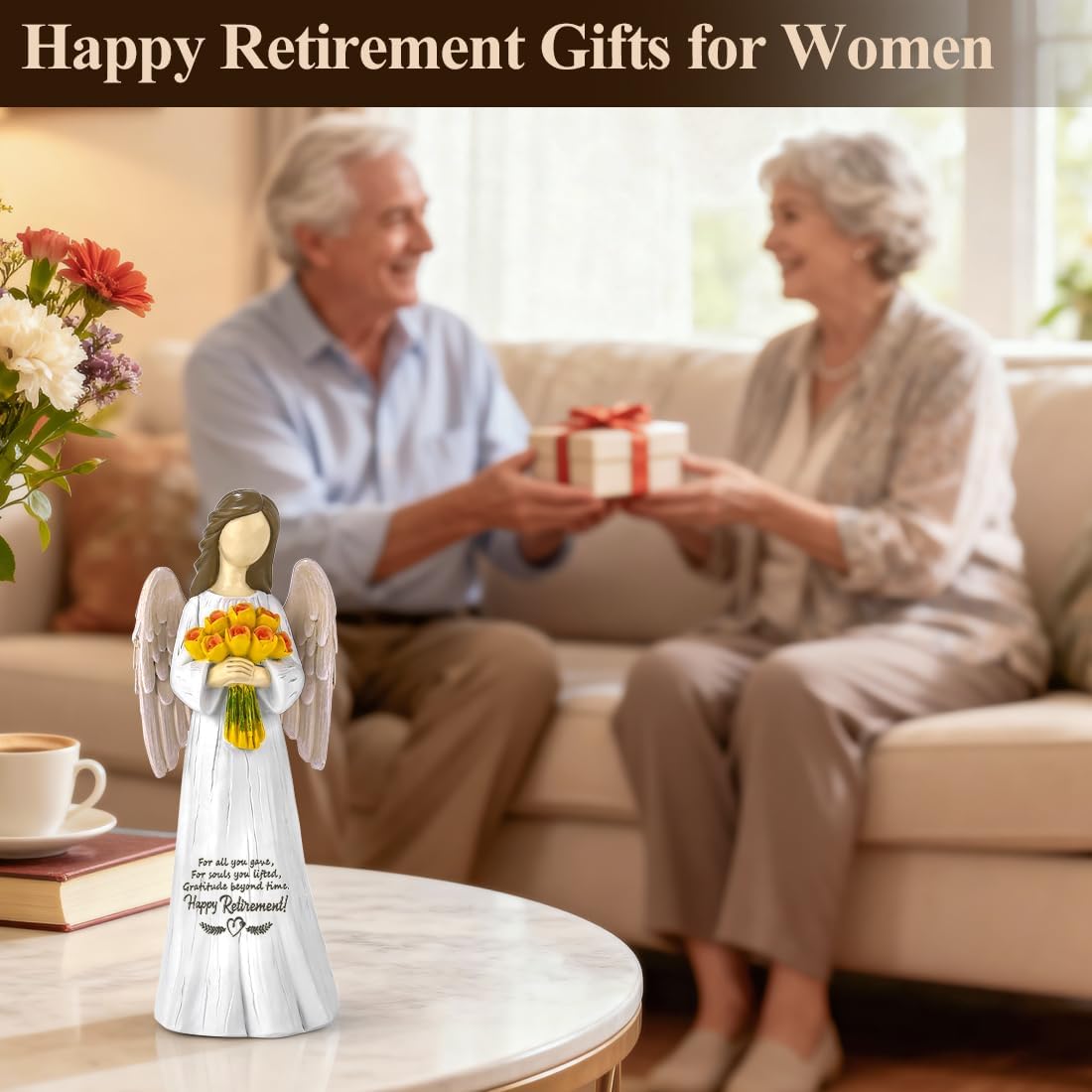 Sentimental Retirement Gifts for Women | Hand-Painted Angel Figurine - Perfect Gift for Teachers, Nurses & Friends - 7”