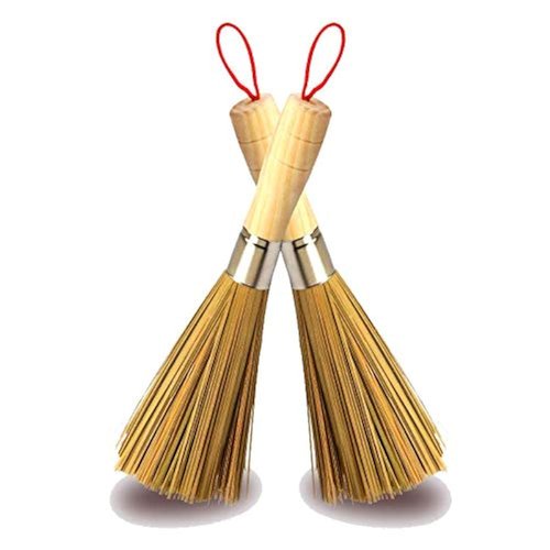 2 Pack Cleaning Whisk Traditional Natural Bamboo Wok Brushes Dishwashing Kitchen Tools Traditional Natural Bamboo Cleaning Brushes