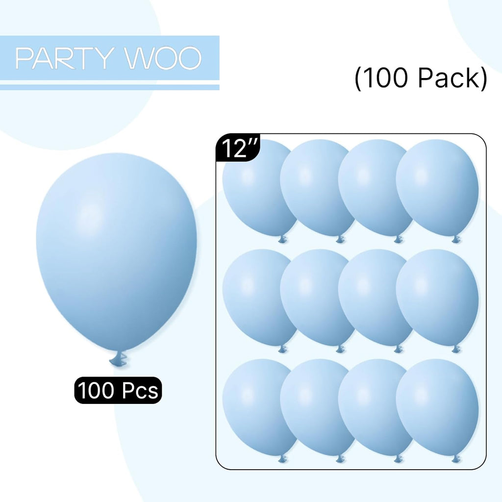 PartyWoo Blue Balloons - 100pcs 12 Inch Latex Helium Balloons for Birthday & Events