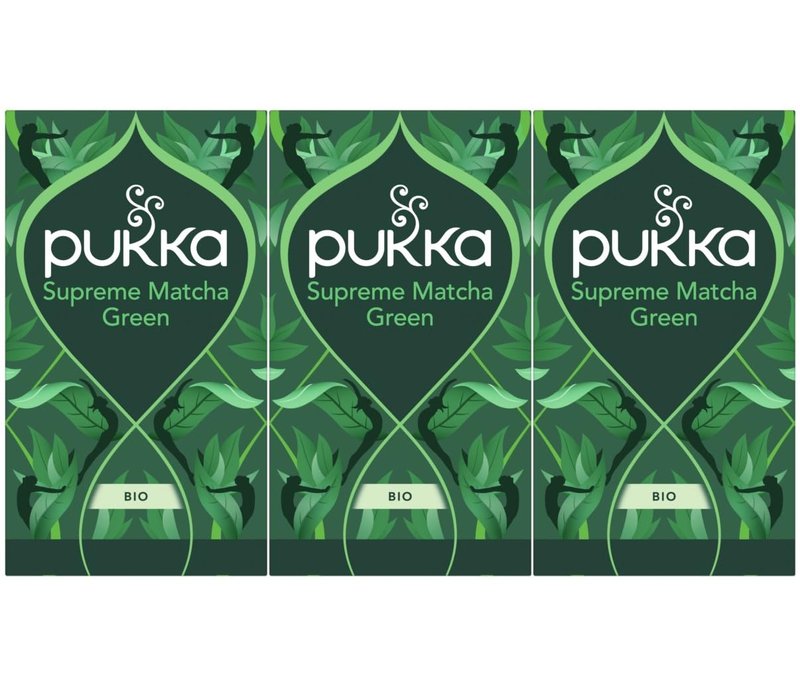 Pukka Supreme Matcha Green, Organic Herbal Green Tea with Oothu, Sencha & Suio Gang, 20 Count (Pack of 3)