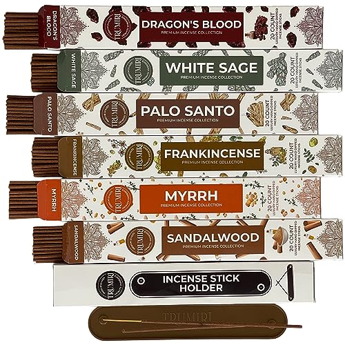 Natural Incense Sticks Variety Pack - 120 Count with Burner Holder
