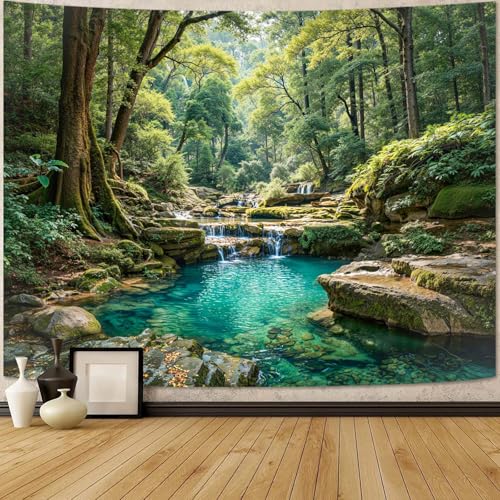 Nature Forest Wall Tapestry - Green Tree Landscape Wall Hanging Decor