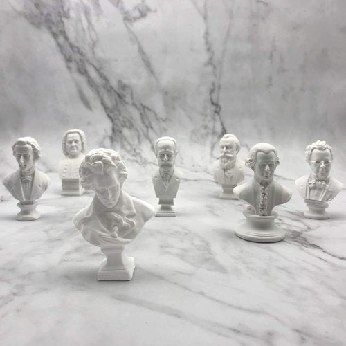 Classic Mini 2.7” Greek Bust - Beethoven Resin Sculpture | 7-Piece Music Composers Statue Set