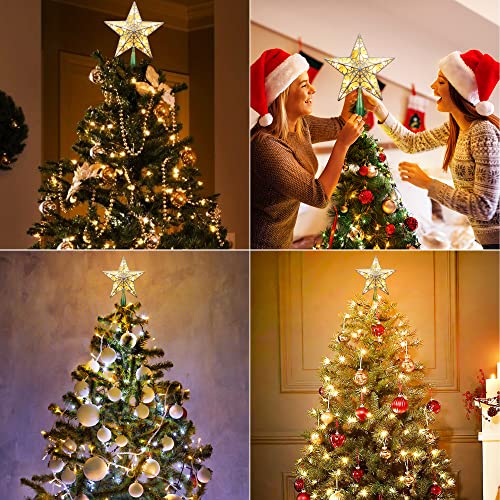 3D Lighted Christmas Star Tree Topper - 9.5 Inch Double Sided Star