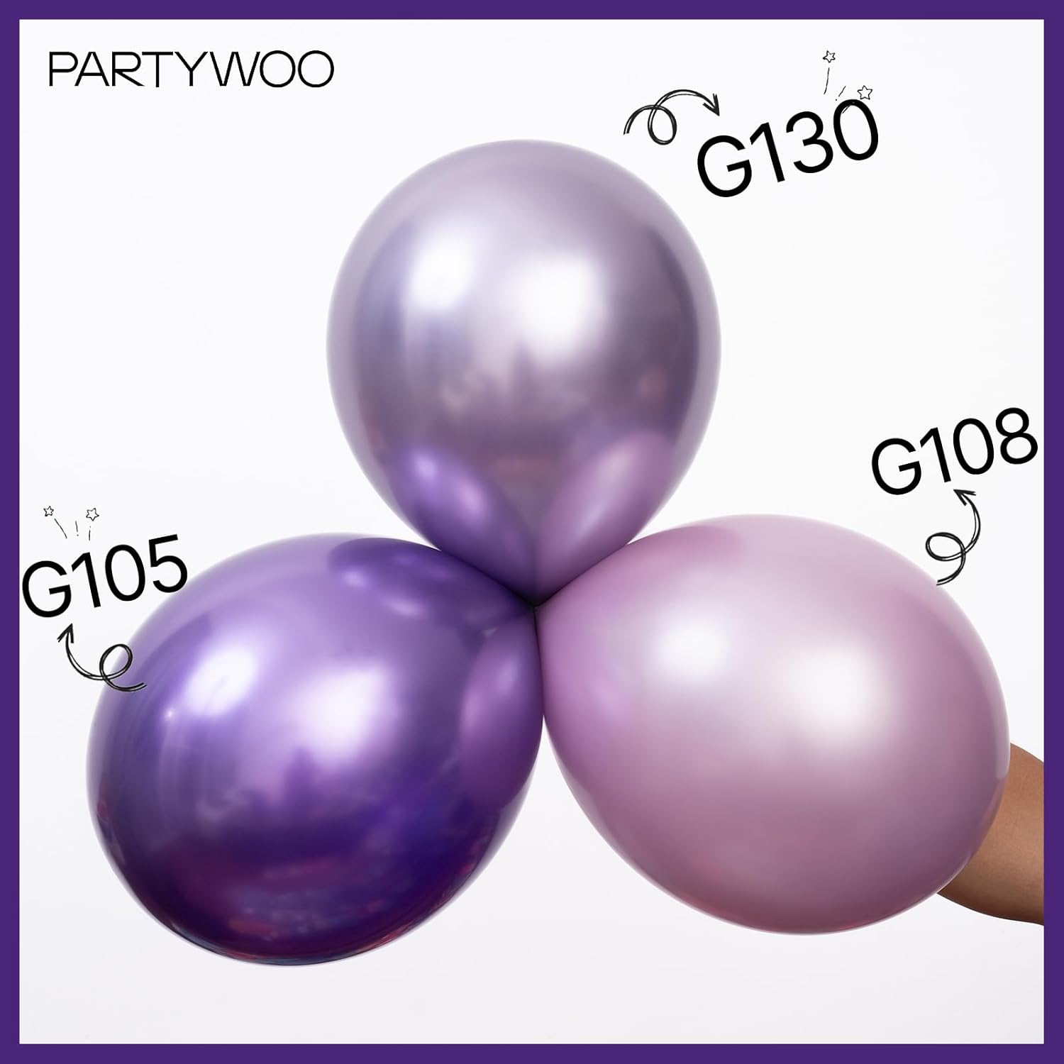PartyWoo Metallic Purple Balloons - 50pcs 12 Inch Chrome Latex Helium Balloons for Celebrations