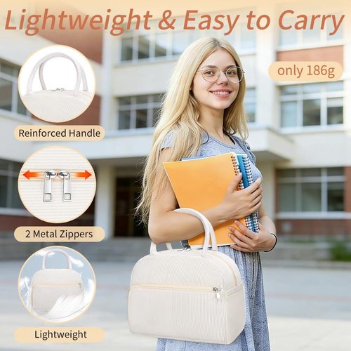 Coobiiya Corduroy Lunch Bag - Insulated Tote for Men & Women | Large Capacity Cooler for Work & Travel