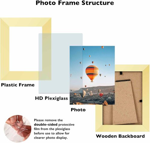 JCJMY 3x4 Picture Frame - Gold Wall & Tabletop Display | Shatter-Resistant Plexiglass, Versatile Mounting Options