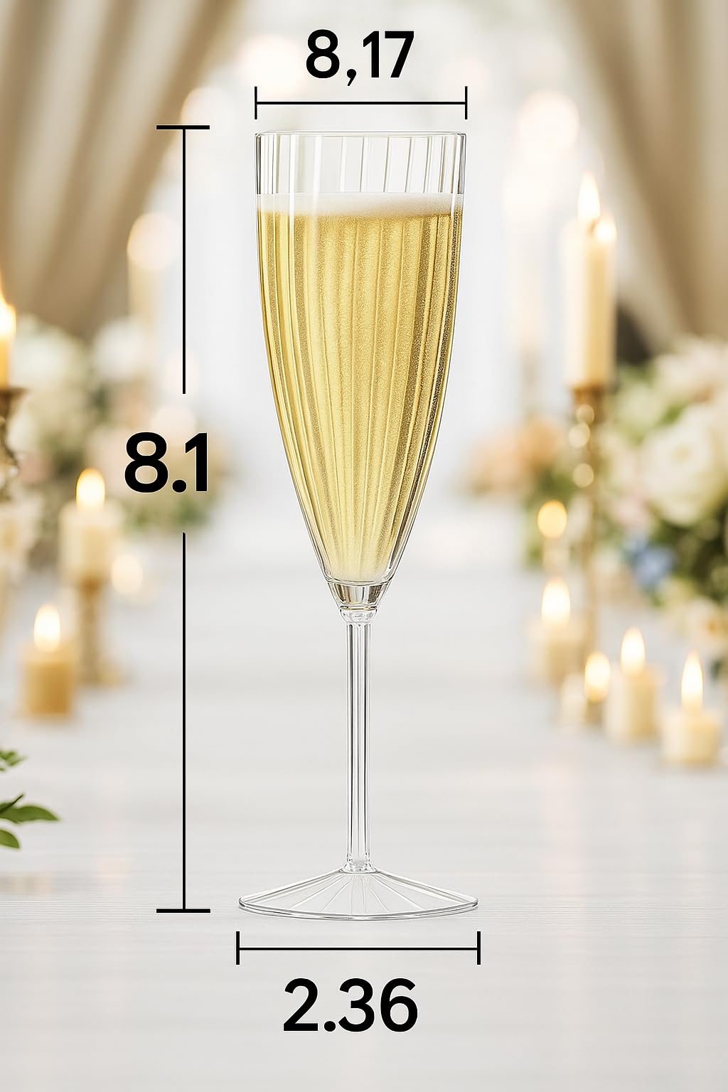 Oojami 6 Oz Plastic Champagne Glasses 24 Pack, Hard Disposable Plastic Champagne Flute Party Wedding Toasting Drinking Champagne Flutes (Gold Rim)