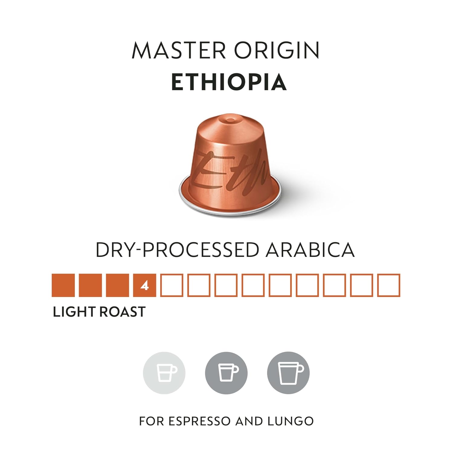 Nespresso Ethiopia Master Origin Coffee Capsules - Mild Roast | 50 Count Pods for Rich Flavor