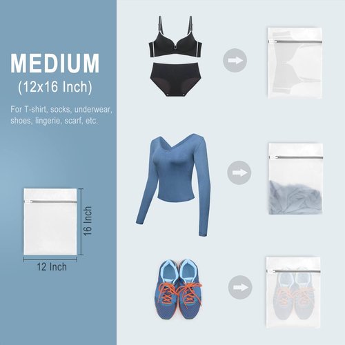 Muchfun Durable Diamond Mesh Laundry Bags - 3 Pack for Delicates | 12 x 16 Inches