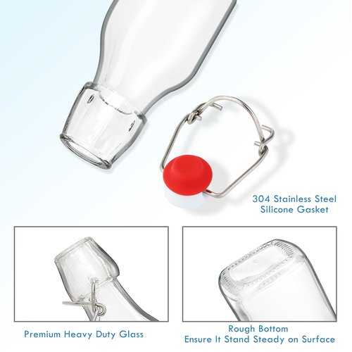 YEBODA 4oz Swing Top Glass Bottles,Small Flip Top Glass bottles with airtight Caps for Home Brewing,Kombucha,2nd Fermentation,Kefir,Beverages,Soda,Oils,Vinegar,Limoncello,Vanilla extract 9 Pack