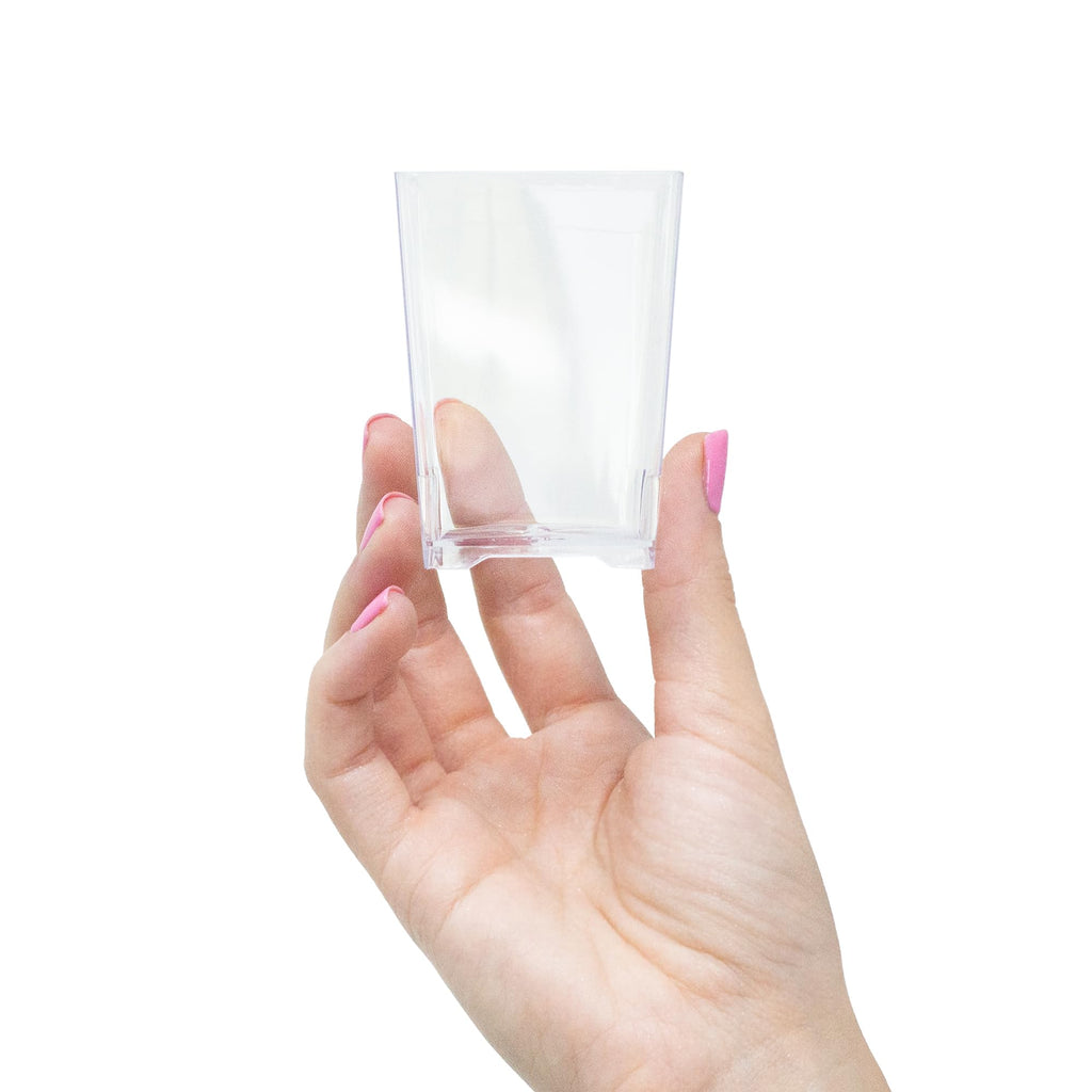 50 Pack 4 oz. Square Small Plastic Dessert Cup Hermes Professional-Grade Recyclable Transparent Disposable Party Cup for Parfait Desserts, Appetizers, and Events CMJJ